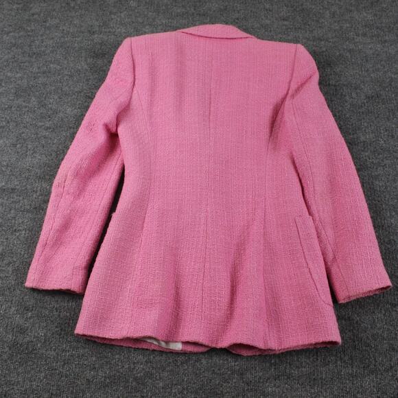 Zara Blazer Women XS Candy Pink Textured Tailored Gold Button Jacket Academia - Picture 6 of 10